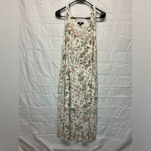 Frye Floral Dress Women's Crepe Scoop Neck Full Button Down Sleeveless Midi XL